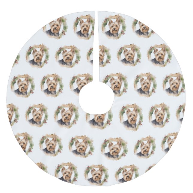 Yorkshire Terrier Julkrans Festlig Valp Julgransmatta Borstad Polyester (Framsidan)