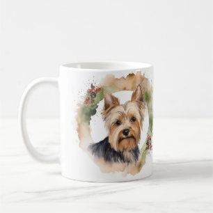 Yorkshire Terrier Julkrans Festlig Valp Kaffemugg