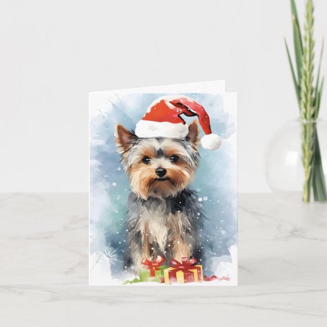 Yorkshire Terrier-julpenselmålning Kort (Framsida)