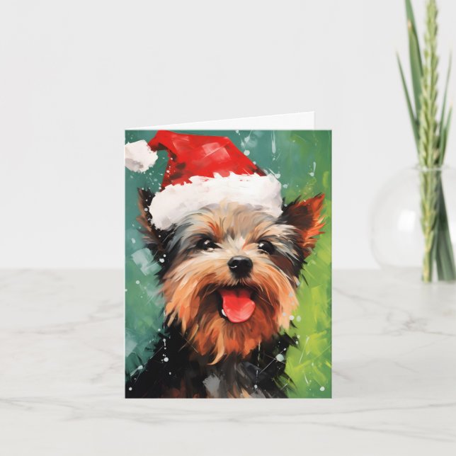 Yorkshire Terrier-julpenselmålning Kort (Framsida)