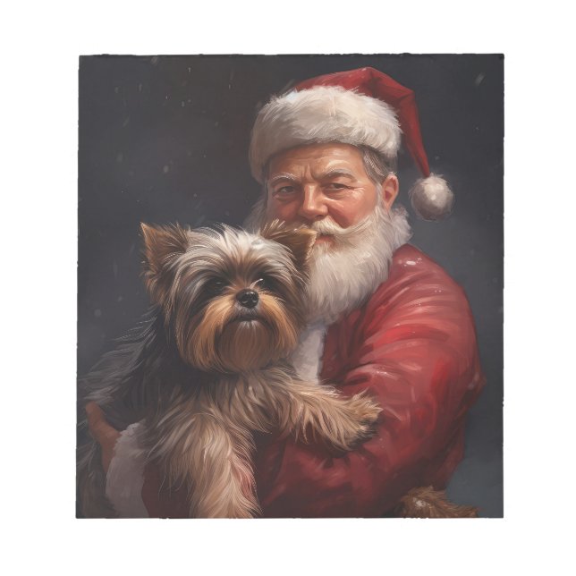 Yorkshire Terrier Jultomten Festive jul Anteckningsblock (Framsida)