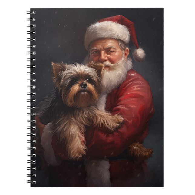 Yorkshire Terrier Jultomten Festive jul Anteckningsbok (Framsidan)