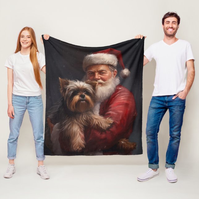 Yorkshire Terrier Jultomten Festive jul Fleecefilt (På plats)
