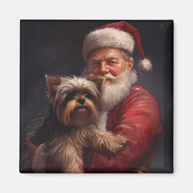 Yorkshire Terrier Jultomten Festive jul Magnet (Framsidan)