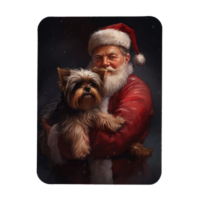 Yorkshire Terrier Jultomten Festive jul Magnet (Vertikal)
