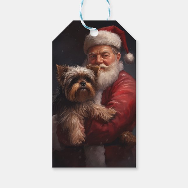 Yorkshire Terrier Jultomten Festive jul Presentetikett (Framsidan)