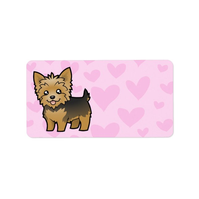 Yorkshire Terrier Kärlek (kort hair no bow) Adressetikett (Framsidan)