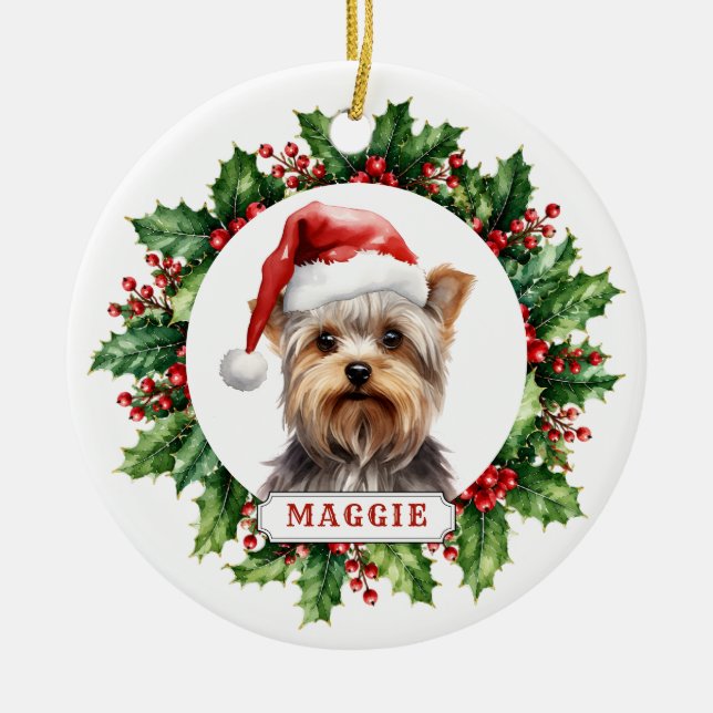 Yorkshire Terrier Keramisk Cirkulär Ornament (Framsidan)