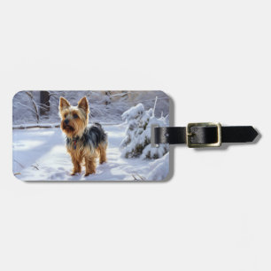 Yorkshire Terrier Låt det snöa Jul Bagagebricka