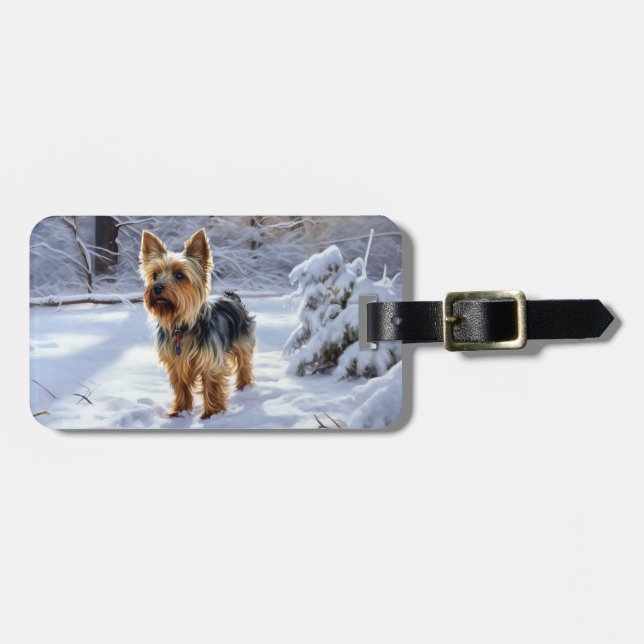Yorkshire Terrier Låt det snöa jul Bagagebricka (Horisontell Framsida)
