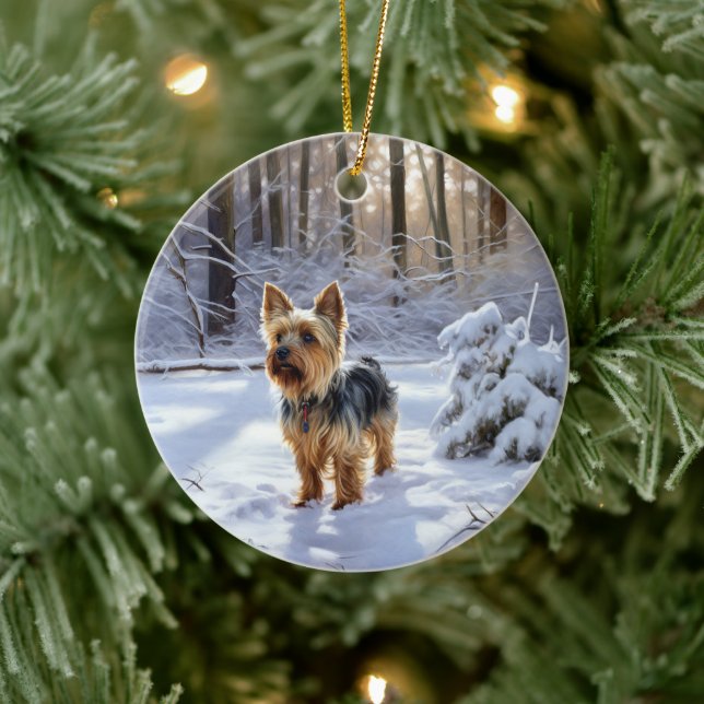 Yorkshire Terrier Låt det snöa jul Julgransprydnad Keramik (Träd)