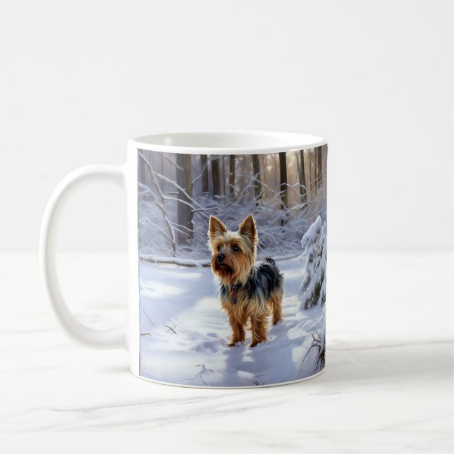 Yorkshire Terrier Låt det snöa jul Kaffemugg (Vänster)