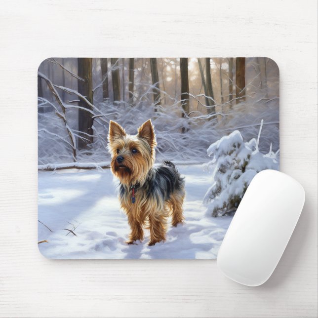 Yorkshire Terrier Låt det snöa Jul Musmatta (Med mus)