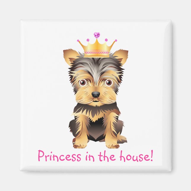 Yorkshire Terrier Leksak Hund Princess Gift Magnet (Framsidan)