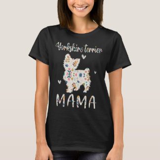 Yorkshire Terrier Mamma Blommigt Hund Mamma Kärlek T Shirt