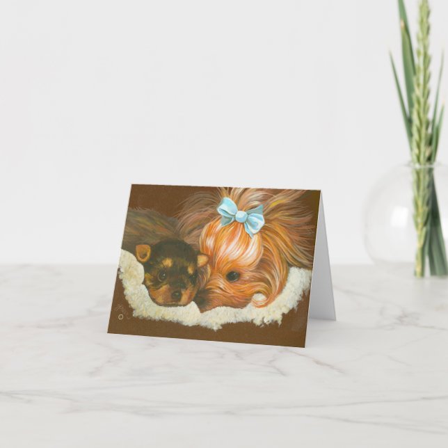 Yorkshire Terrier-Mamma med marionettkort Kort (Framsida)