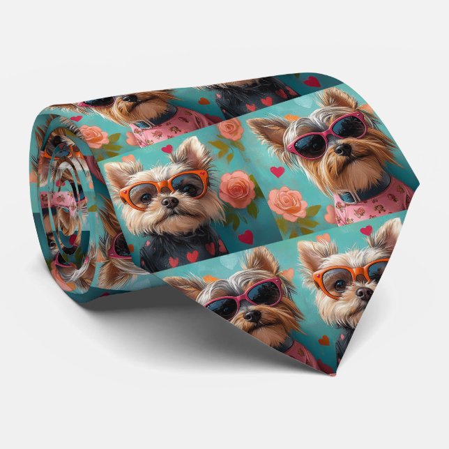 Yorkshire Terrier med Heart Ro Valentine Day Slips (Rullad)