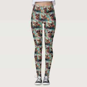Yorkshire Terrier med hjärter rosor Alla hjärtans  Leggings
