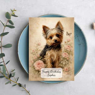 Yorkshire Terrier med rosor Kort