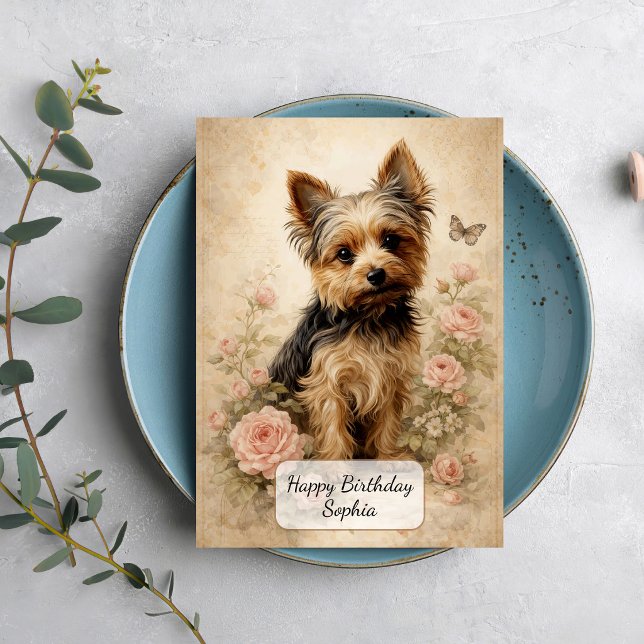 Yorkshire Terrier med rosor Kort (Skapare uppladdad)