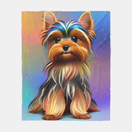 Yorkshire Terrier med Soft Pastels Fleecefilt