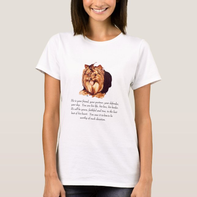 Yorkshire Terrier Minnessak Manlig Hund T Shirt (Framsida)