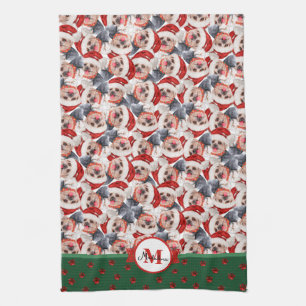 Yorkshire Terrier Mönster Monogram Jul Hund Kökshandduk