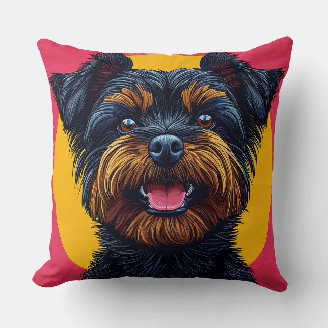 Yorkshire Terrier Mot En Ljus Bakgrund Kudde (Framsida)