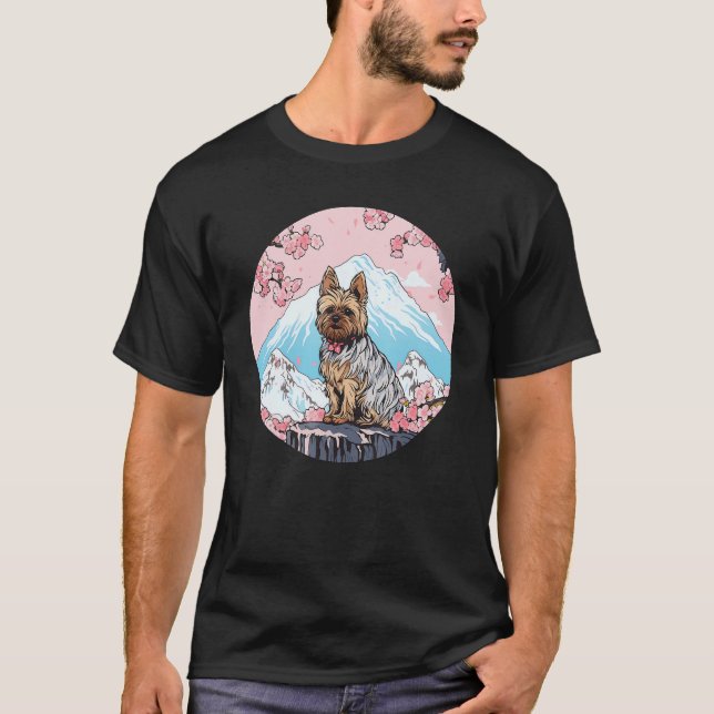 Yorkshire Terrier Mount Fuji Rolig hund Landmark T Shirt (Framsida)