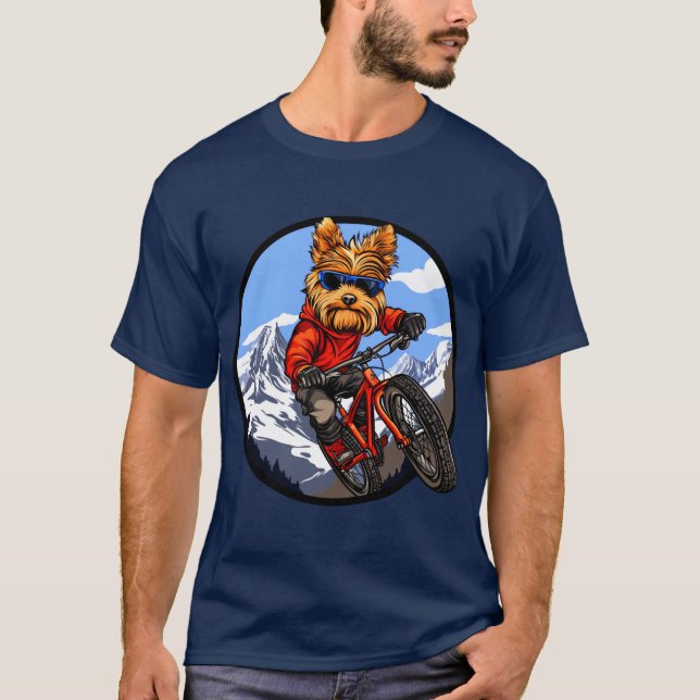 Yorkshire Terrier Mountaincykel / Biker Terrier T- T Shirt (Framsida)