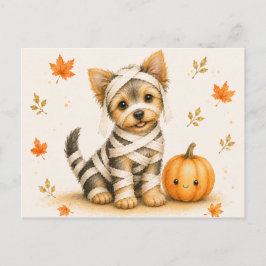 Yorkshire Terrier Mummie Halloween Vykort