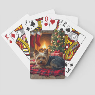 Yorkshire Terrier Mysig Julkväll Målarbild Casinokort