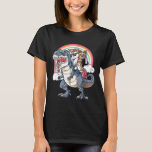 Yorkshire Terrier Och Enhörning Ridar T Rex Som Bo Shirt