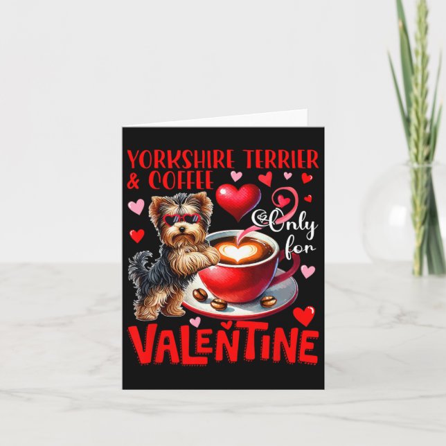 Yorkshire Terrier Och Kaffe Endast För Valentine J Kort (Framsida)