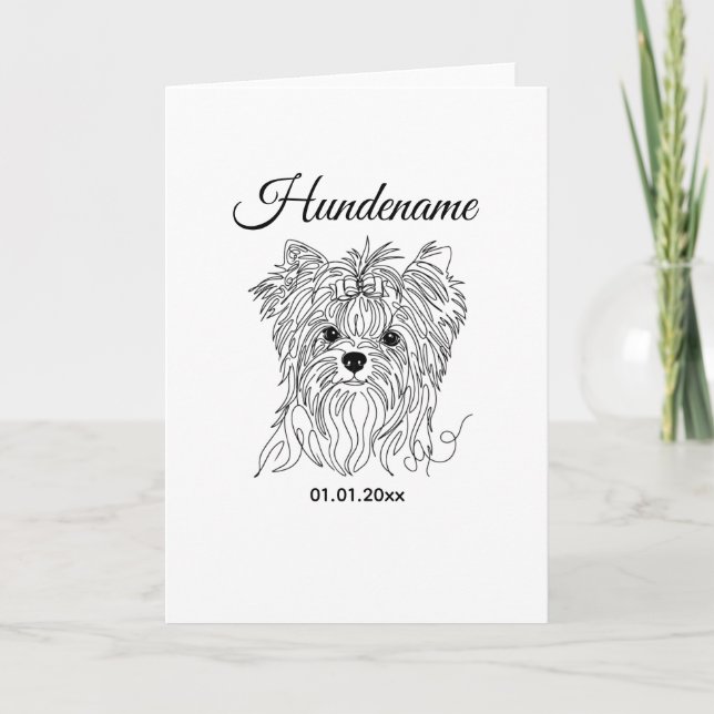 Yorkshire Terrier one line art custom dog photo Kort (Framsida)