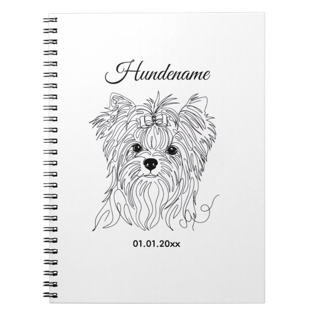 Yorkshire Terrier one line art customizable dog Anteckningsbok (Framsidan)