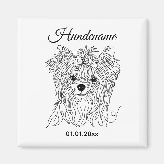 Yorkshire Terrier one line art customizable dog Magnet (Framsidan)