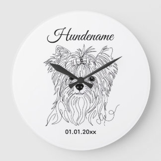 Yorkshire Terrier one line art customizable dog Stor Klocka