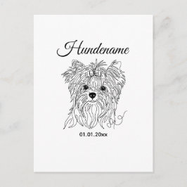 Yorkshire Terrier one line art customizable dog Vykort