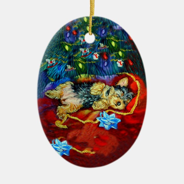 Yorkshire Terrier Oval Ornament (Framsidan)