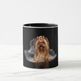 Yorkshire Terrier på svart Mugg