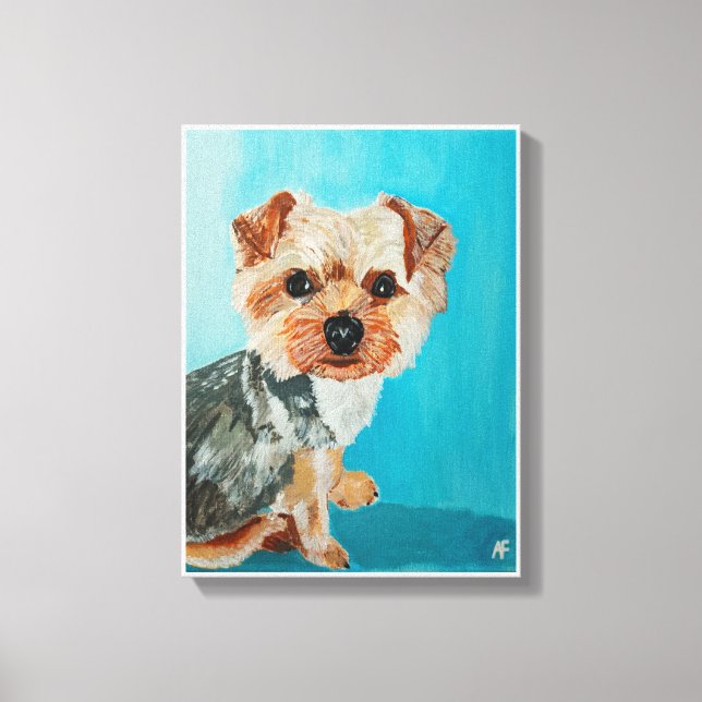 Yorkshire Terrier Painting av Alfred Fox Canvastryck (Framsida)