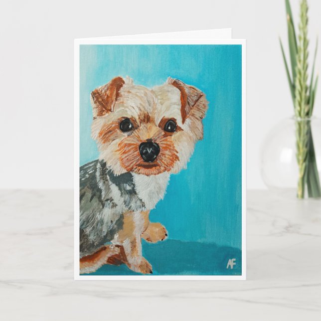 Yorkshire Terrier Painting av Alfred Fox Kort (Framsida)