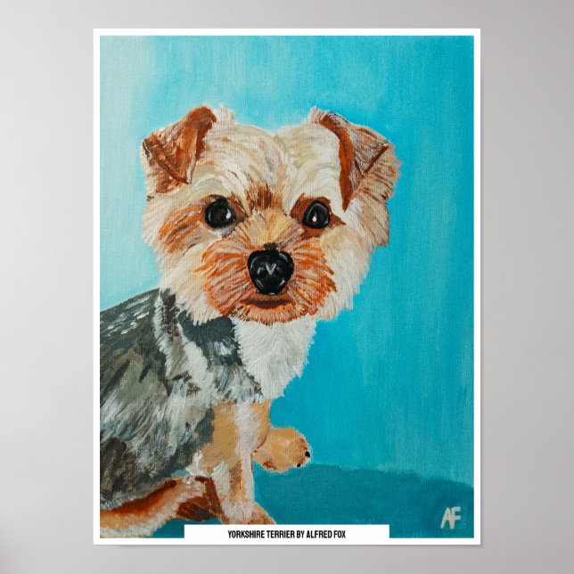 Yorkshire Terrier Painting av Alfred Fox Poster (Framsidan)