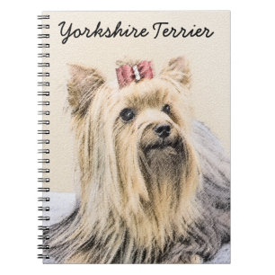 Yorkshire Terrier Painting - Cute Original Hund Ar Anteckningsbok Med Spiral