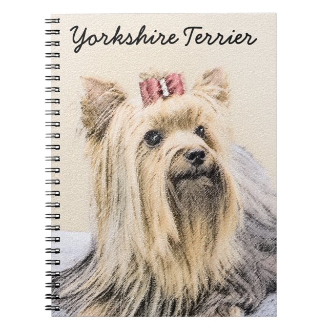 Yorkshire Terrier Painting - Cute Original Hund Ar Anteckningsbok Med Spiral (Framsidan)