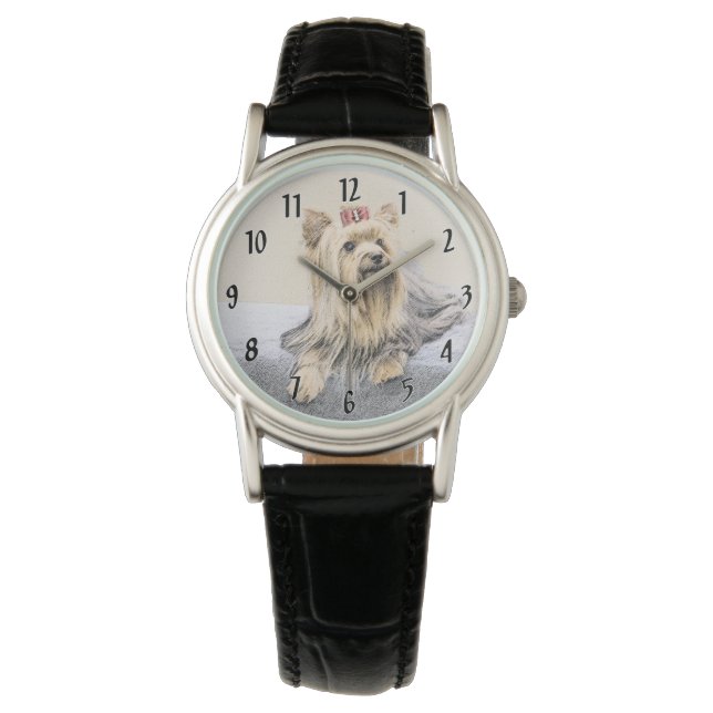 Yorkshire Terrier Painting - Cute Original Hund Ar Armbandsur (Framsida)