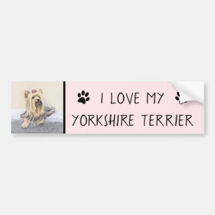 Yorkshire Terrier Painting - Cute Original Hund Ar Bildekal