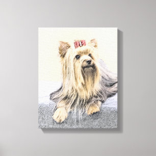 Yorkshire Terrier Painting - Cute Original Hund Ar Canvastryck