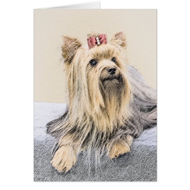 Yorkshire Terrier Painting - Cute Original Hund Ar Hälsningskort (Framsidan)